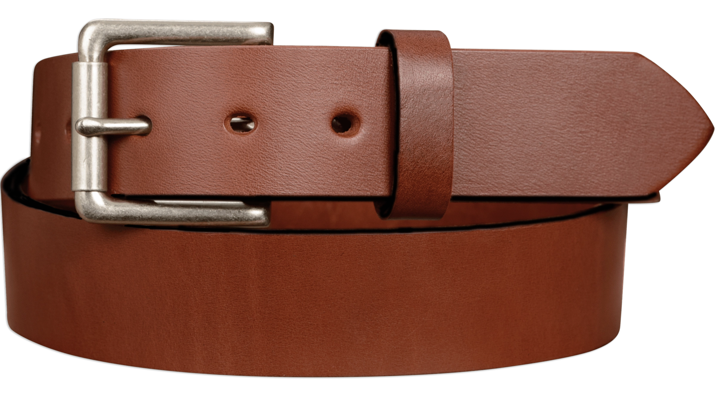 The Maverick: Medium Brown Non Stitched Leather Belt 1.50"