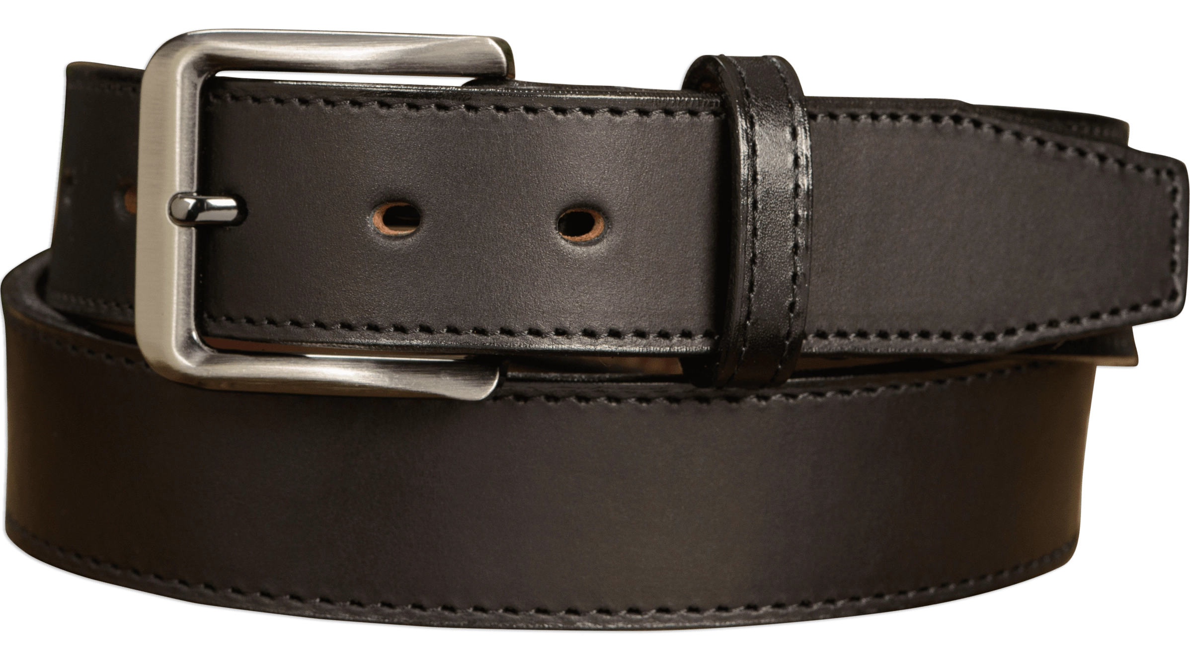 The Stallion: Black Stitched Italian Leather 1.50"