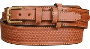The Walker: Chestnut Brown Stitched Basket Weave Ranger 1.50"