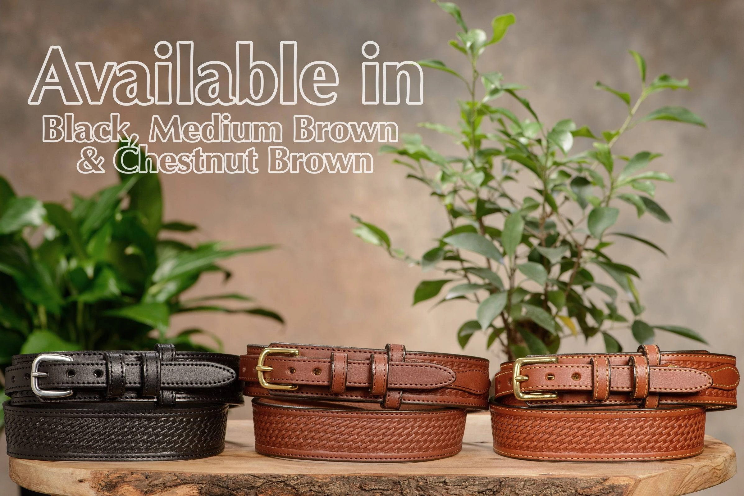 The Walker: Chestnut Brown Stitched Basket Weave Ranger 1.50"