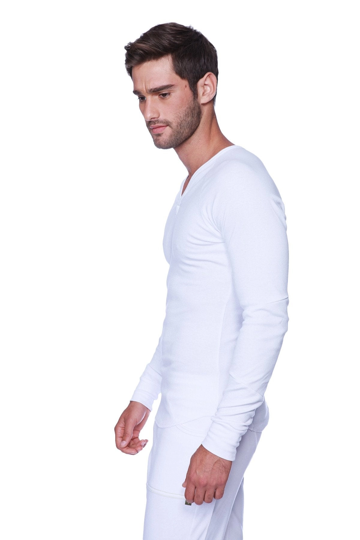 Thermal V-Neck Long Sleeve (White)