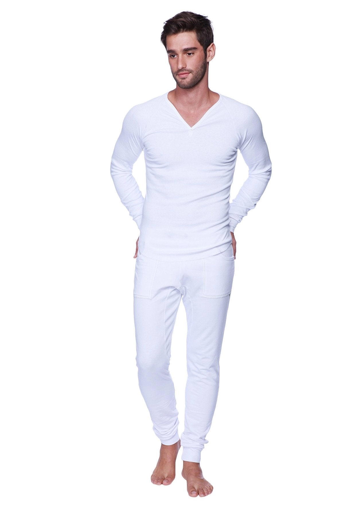 Thermal V-Neck Long Sleeve (White)