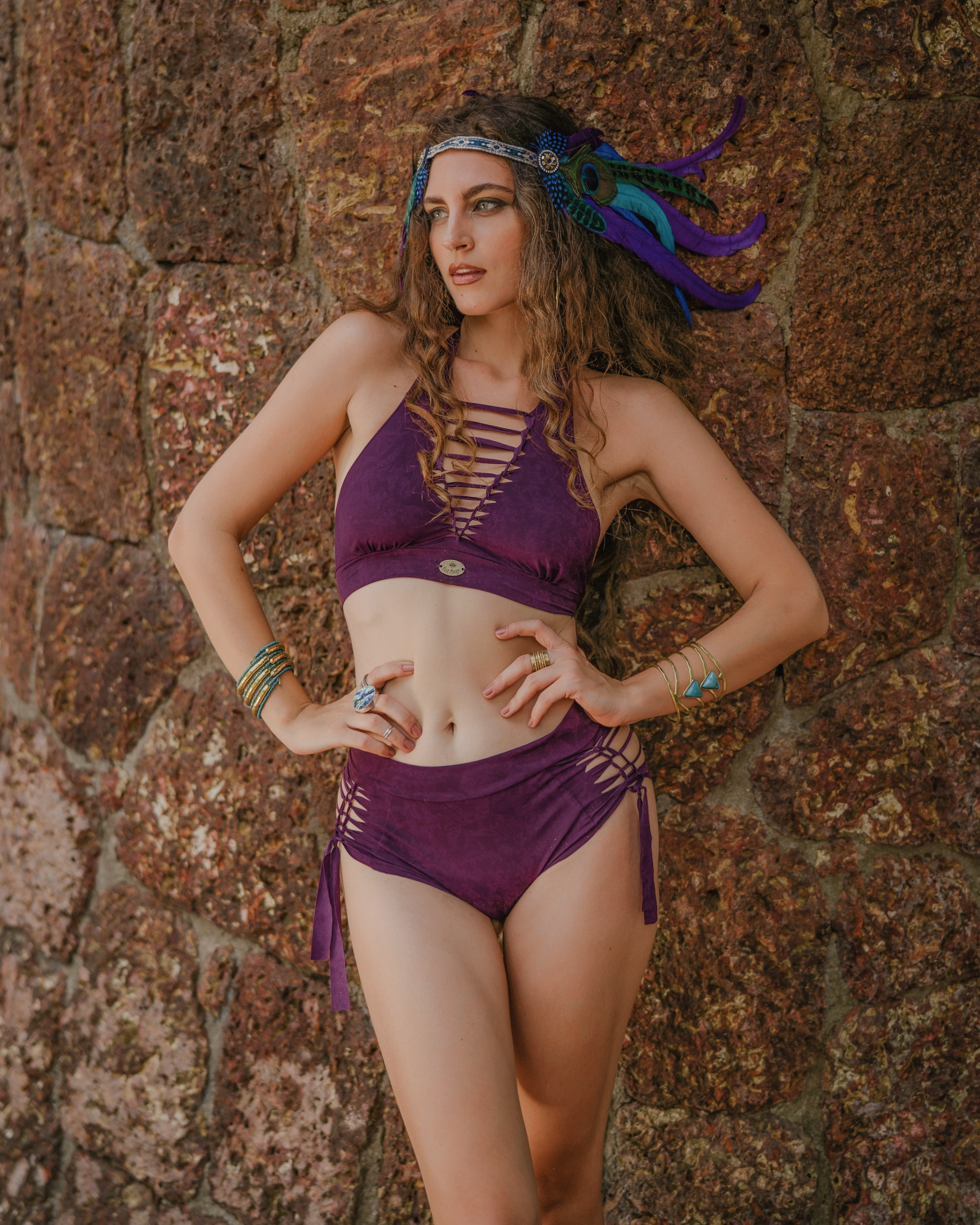 Wholesale - Shabby Purple High Waisted Bikini Set For Women "NELLY"