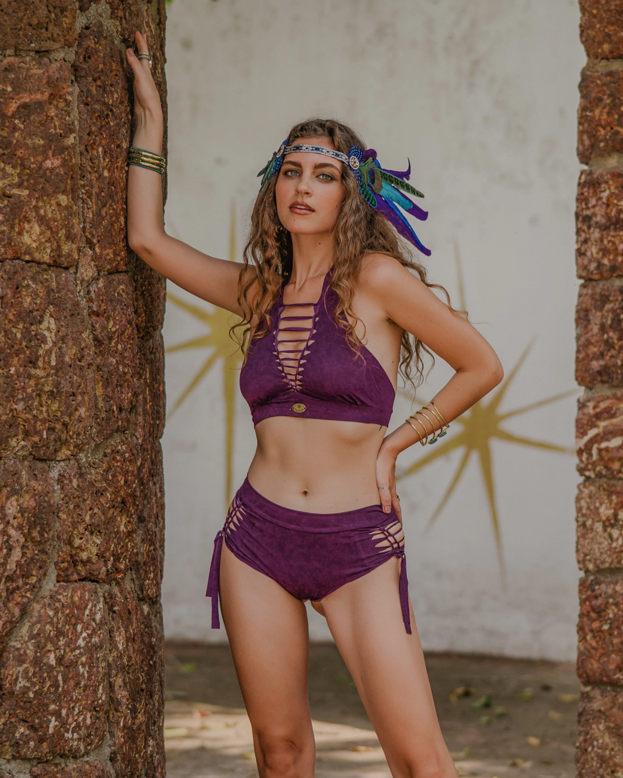 Wholesale - Shabby Purple High Waisted Bikini Set For Women "NELLY"