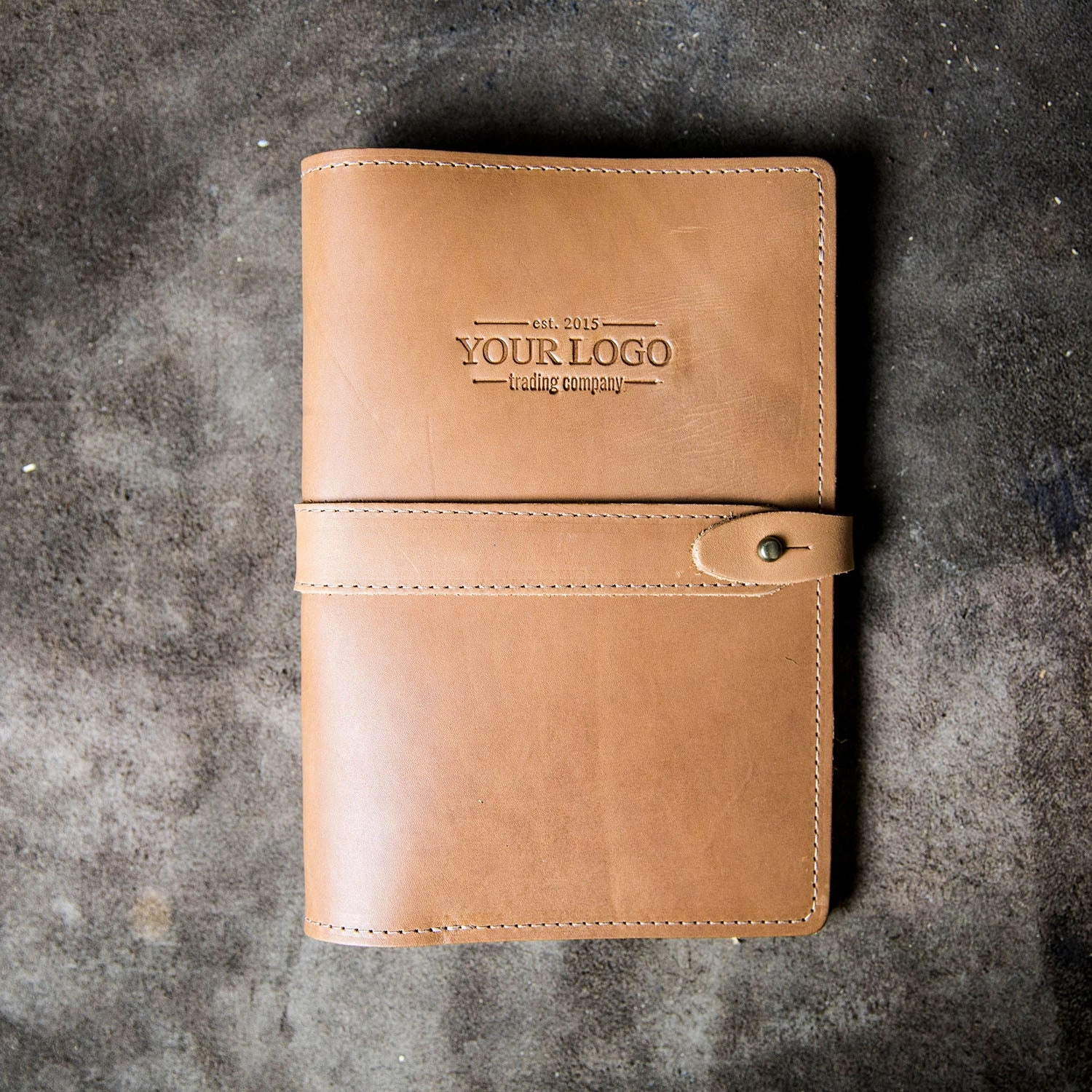 Your Logo   Our Leather - The Inventor Fine Leather A5 Moleskine Journal Diary - Custom Logo and Corporate Gifting