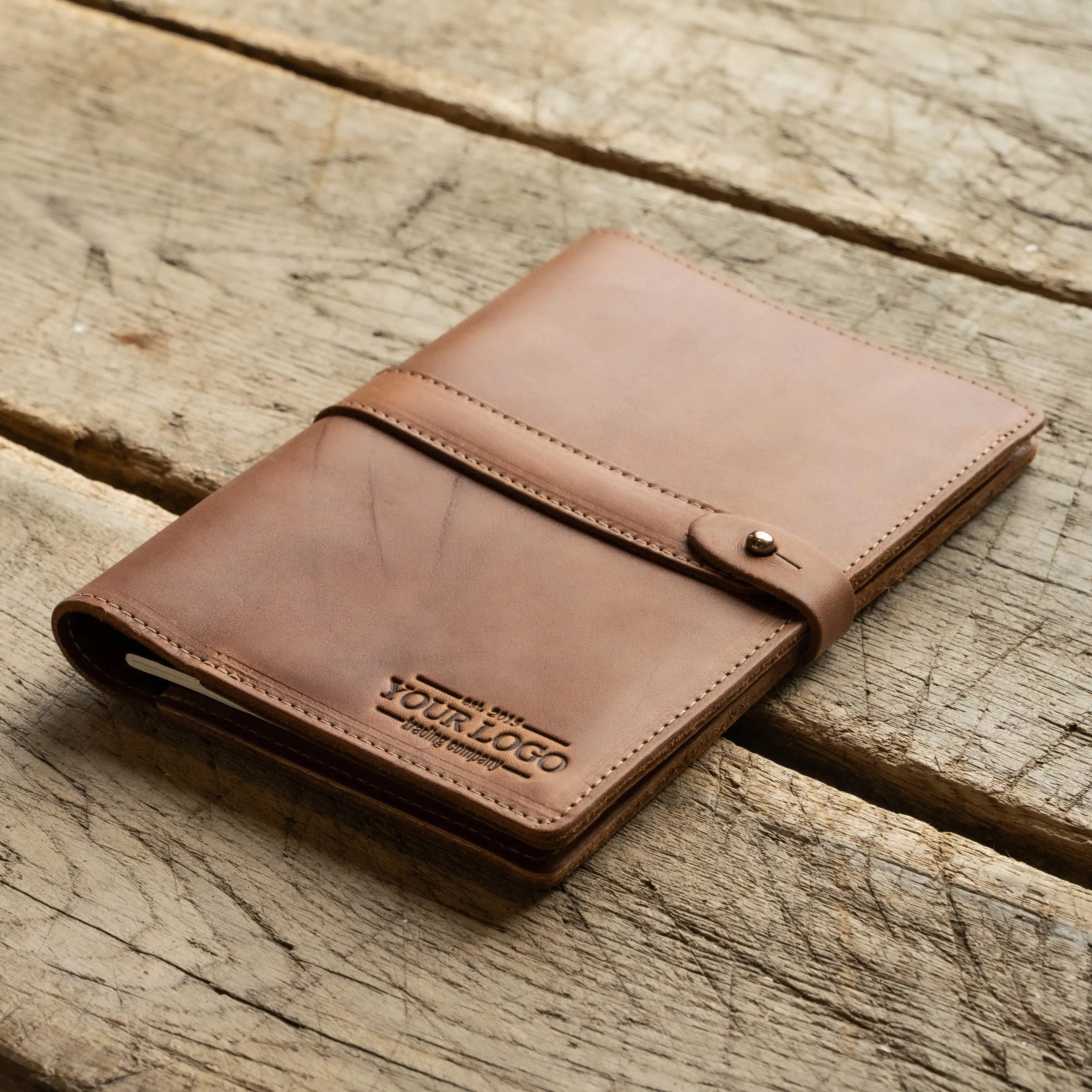 Your Logo   Our Leather - The Inventor Fine Leather A5 Moleskine Journal Diary - Custom Logo and Corporate Gifting